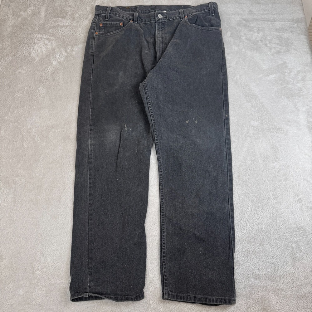 Vintage Levis 505 Jeans Mens 40X30 Black Preowned Stain Regular Fit Straight Leg